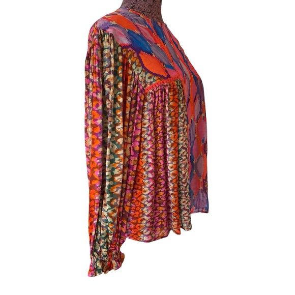 Anthropologie Bl-nk London Sz S Balloon Sleeves Miranda Peasant Top - Picture 3 of 6